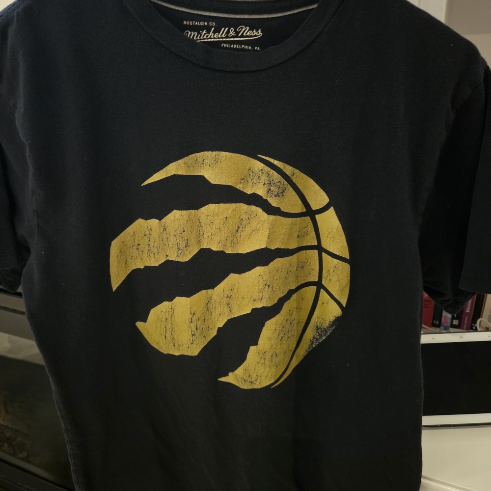 Mitchell & Ness Black Tee with Gold Basketball Design